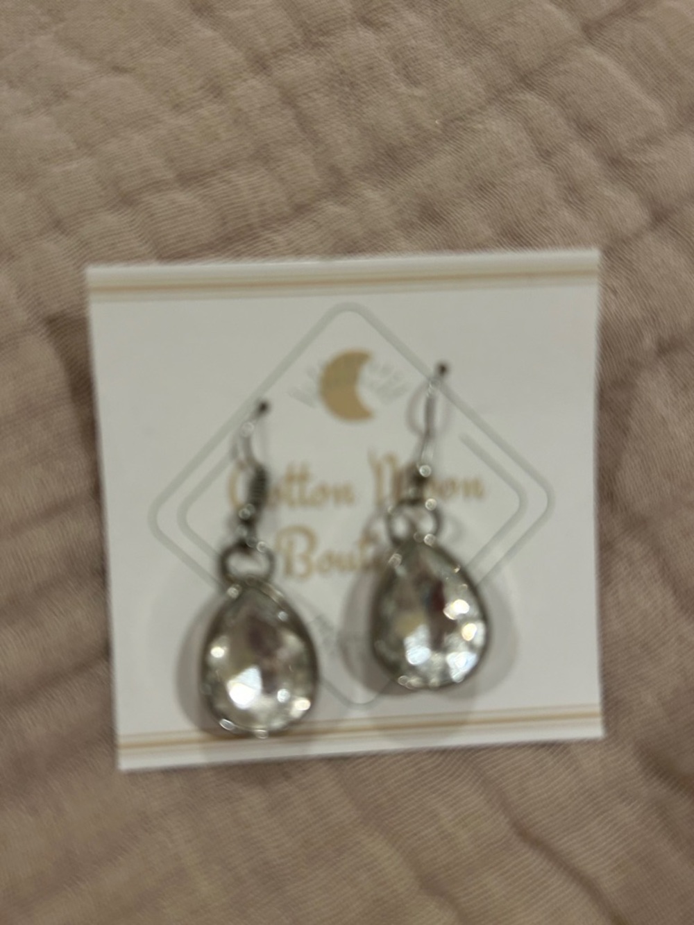 Clear Teardrop Crystal Dangle Earrings